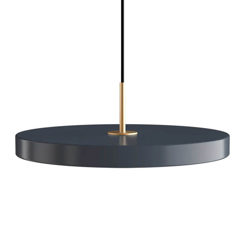 Asteria Anthracite Grey Pendant Lamp with Brass Top